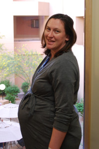 Walking the halls of the hospital trying to induce labor!